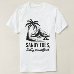 Sandy Toes Salty Campfire Camping Design T-Shirt