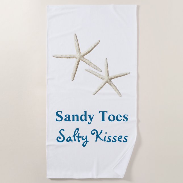 Sandy Toes Salty Kisses Beach Handtuch (Vorderseite)