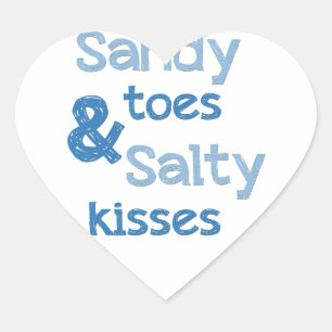 Sandy Toes Salty Kisses Herz-Aufkleber
