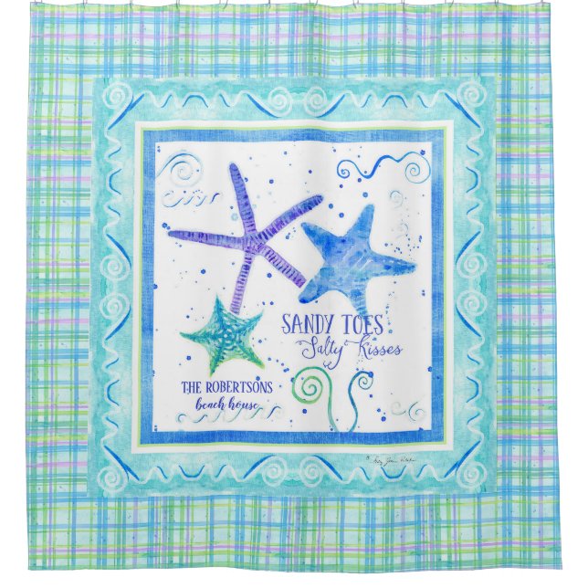 Sandy Toes Salty Kisses Starfish Beach Dekoration Duschvorhang (Vorderseite)