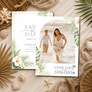 Sandy Toes & Salty Kisses Strandhochzeitsfoto Save The Date