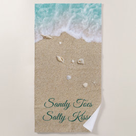 Sandy Toes Salty Kisses Turquoise Beach Waves Strandtuch