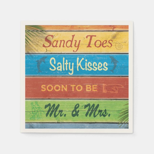 Sandy Toes Salty Kisses wird bald Mr. & Mrs. Napki Serviette (Vorderseite)
