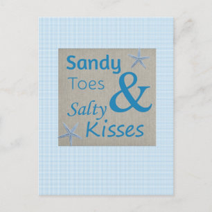 Sandy Toes und Salty Kisses Beach Life Zitat Postkarte
