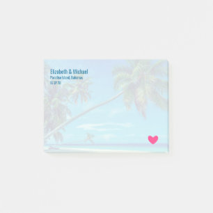 Sandy White Beach mit Tropical Palms Wedding Post-it Klebezettel