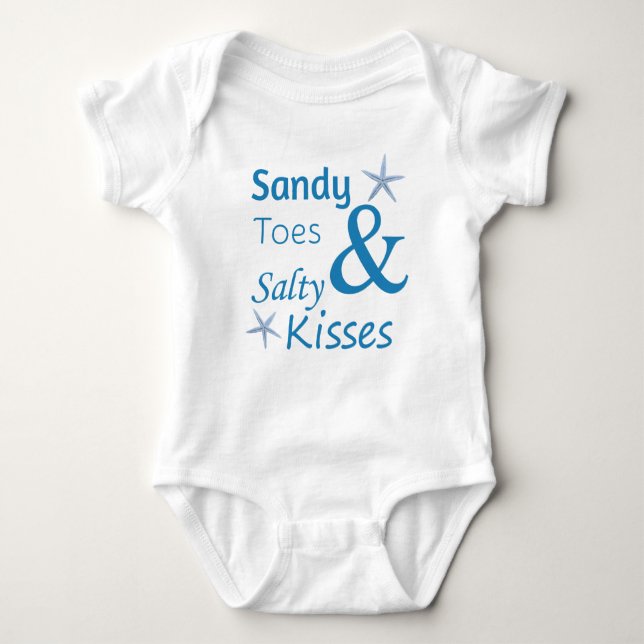 Sandy-Zehen und salziges Kuss-Strand-Leben-Zitat Baby Strampler (Vorderseite)