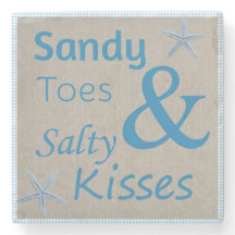 Sandy-Zehen und salziges Kuss-Strand-Leben-Zitat