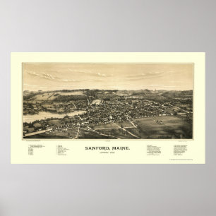 Sanford, ICH panoramische Karte - 1889 Poster