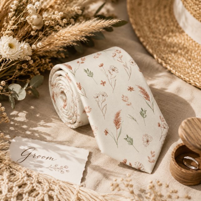 Sanft Boho-Botanisches Blumenmuster Krawatte (Von Creator hochgeladen)