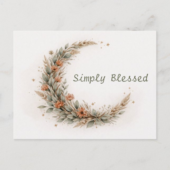 Sanft Neutrales Boho-Blumen-Halbmond-Muster Postkarte (Vorderseite)