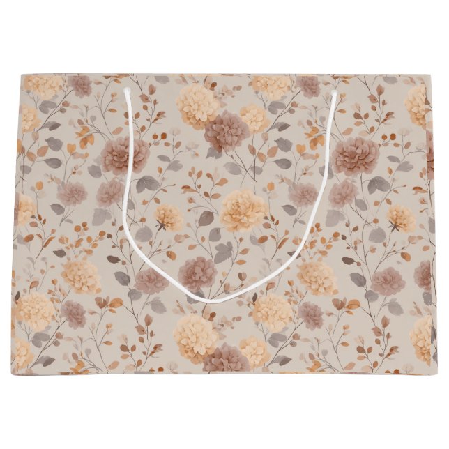Sanft neutrales rosa beige Blumenmuster Große Geschenktüte (Vorderseite)