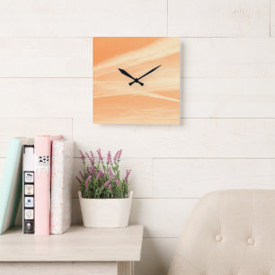 Sanft Orange Gelber Himmel Traum 1 Quadratische Wanduhr