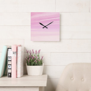 Sanft Rosa Himmel Traum 1 Quadratische Wanduhr