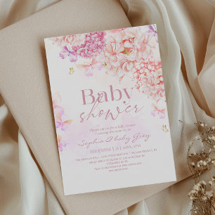 Sanft rosafarbenes Florales Garten Mädchen Baby Sh Einladung