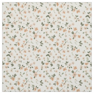 Sanft rosafarbenes Wildblumen-Blütenmuster im Boho Stoff