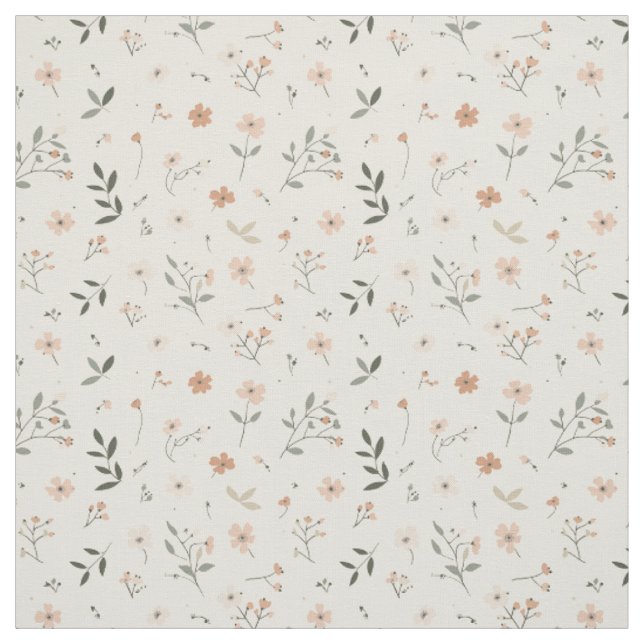 Sanft rosafarbenes Wildblumen-Blütenmuster im Boho Stoff (Muster)
