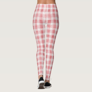 Sanft Weibliches Rosa Weiß Kariert Gestreift Leggings
