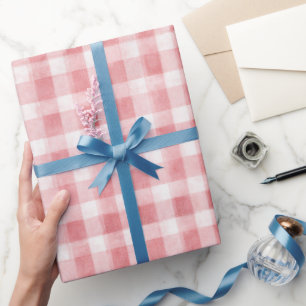 Sanft Weibliches Rosa Weiß Kariert Streifen Geburt Geschenkpapier