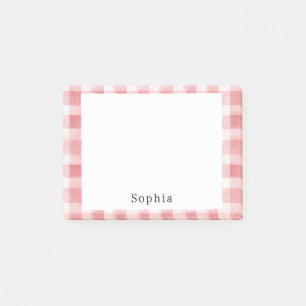 Sanft Weibliches Rosa Weiß Kariert Streifen Post-it Klebezettel