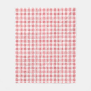 Sanft Weibliches Rosa Weißes Karo Streifen   Fleecedecke