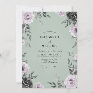 Sanfte Amethyst-Minz-Blatt-Hochzeit Einladung