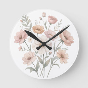 Sanfte Anemonen-Sträußchen-Aquarell-Zartheit Runde Wanduhr