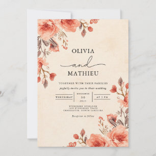 Sanfte Aprikosen-Blüten-Hochzeit Romantik Einladung
