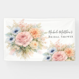 Sanfte Aquarell-Blumen-Brautparty Banner