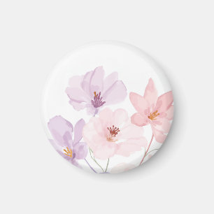 Sanfte Aquarell-Blumenkunst – Pastellrosa und Lave Magnet