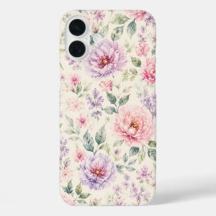 Sanfte Aquarell-Pfingstrose-Floral iPhone 16 Plus Hülle