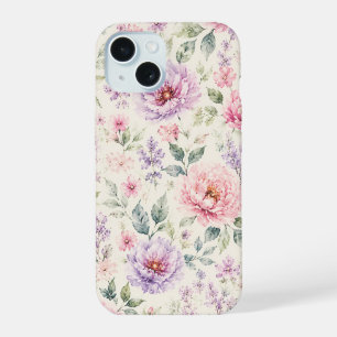 Sanfte Aquarell-Pfingstrose-Floral iPhone 15 Hülle