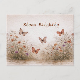 Sanfte Aquarell-Wiesenlandschaft mit Wildblumen un Postkarte