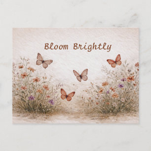 Sanfte Aquarell-Wiesenlandschaft mit Wildblumen un Postkarte