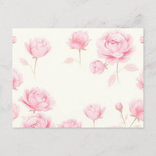 Sanfte Aquarellrosen und Pfingstrosen Postkarte