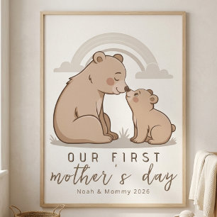 Sanfte Bärin Mutter Baby Erster Muttertag Ruhige L Poster
