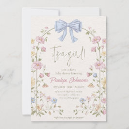 Sanfte Beige Blumenblüten Es ist ein Mädchen Babyp Einladung