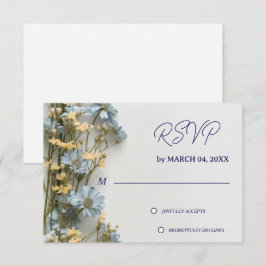 Sanfte blaue Blumen-Hochzeits-RSVP RSVP Karte