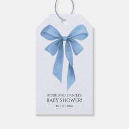 Sanfte Blaue Schleife Jungen-Baby-Party Geschenkanhänger