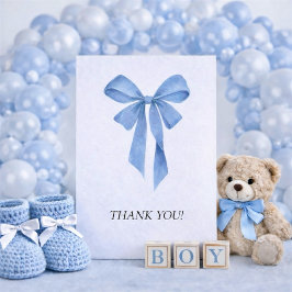 Sanfte Blaue Schleife Jungen Baby Shower Dankeskarte
