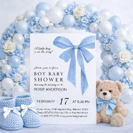 Sanfte Blaue Schleife Jungen Baby Shower Einladung