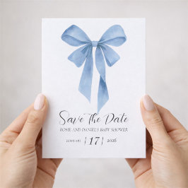 Sanfte Blaue Schleife Jungen Baby Shower Save The Date