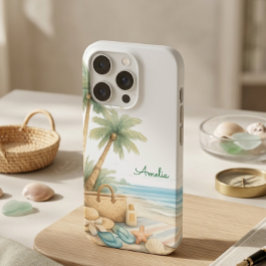 Sanfte Blaue Strandsereität Minimal Elegante Küste iPhone 15 Pro Hülle