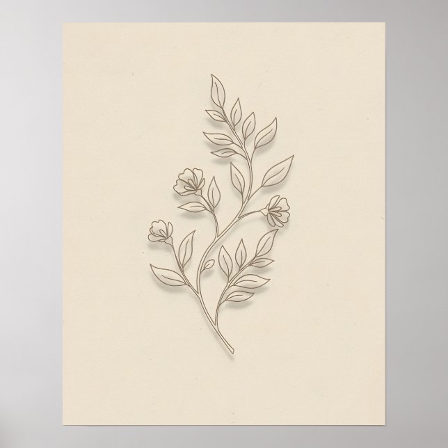 Sanfte Blüten Minimalistische Florale Badezimmer-W Poster (Vorne)