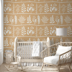 Sanfte Botanische Rhythm XL honig beige Blumenmust Tapete