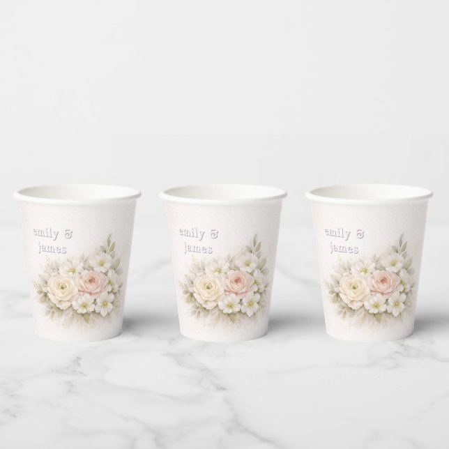 Sanfte editorische botanische Hochzeit Pappbecher (Multi)