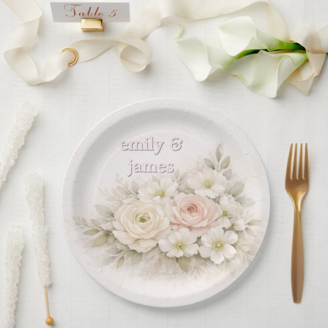 Sanfte editorische botanische Hochzeit Pappteller (Hochzeit)