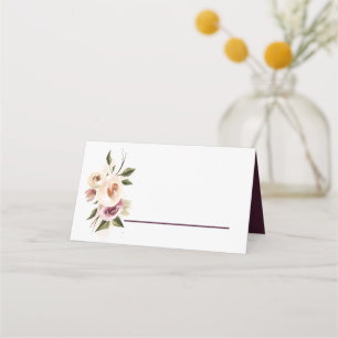 Sanfte elegante Rosen Burgunder Creme Rahmen Platzkarte