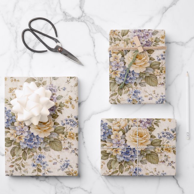 Sanfte Elfenblumen-Gartenblüte Geschenkpapier Set (Vorderseite)