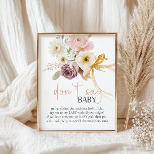 Sanfte Frühlingsblumen - Baby Shower Spiel ohne 'B Poster