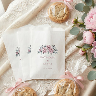 Sanfte gedämpfte staubige Pfingstrosen-Hochzeit Geschenktütchen
